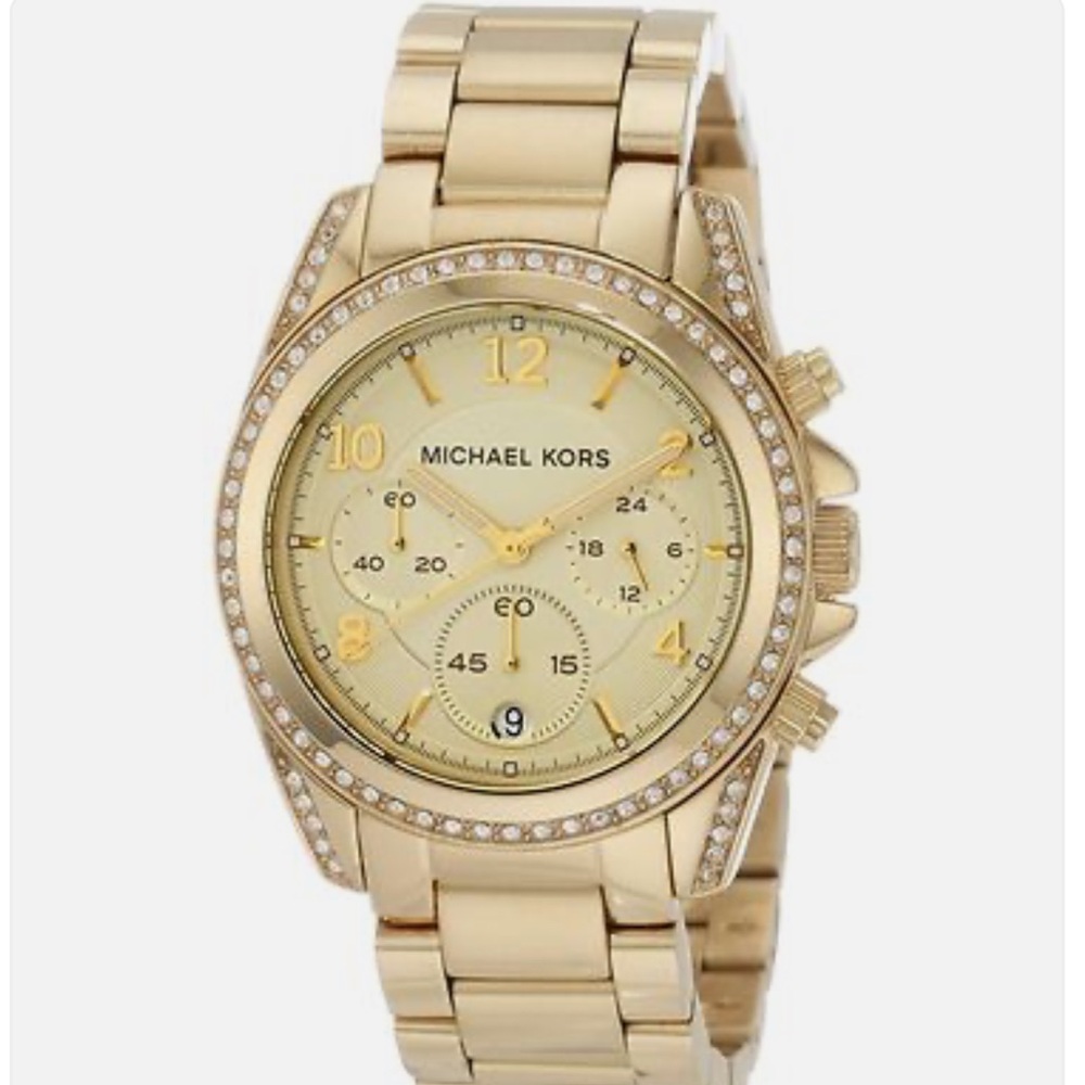 Michael Kors Gold Chronograph Watch with Crystal Details